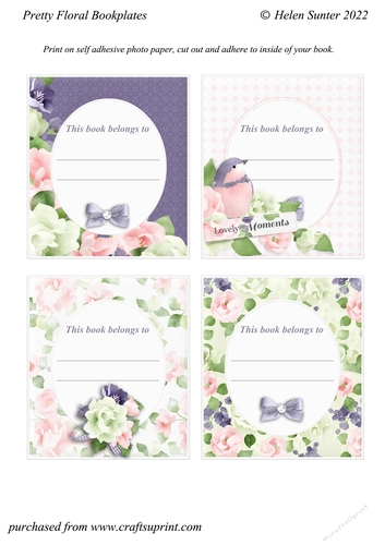 4 Pretty Floral Bookplates