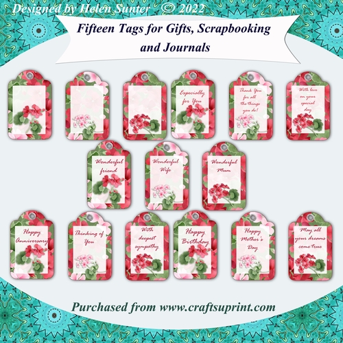 15 Floral Tags for Scrapbooking, Journals and Gift Tags