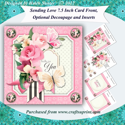 Sending Love 7.5 Inch Card Front with Decoupage and Inserts