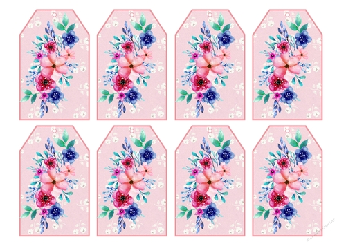Eight Pretty Floral Bouquet Tags - Gift Tags Journal Tags Scrapbooking