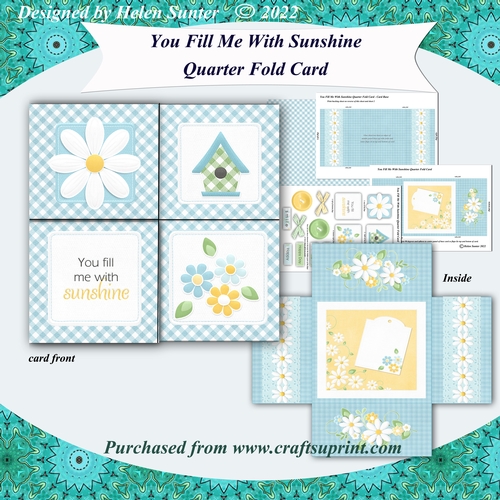 You Fill Me With Sunshine Quarter Fold Card - Blue