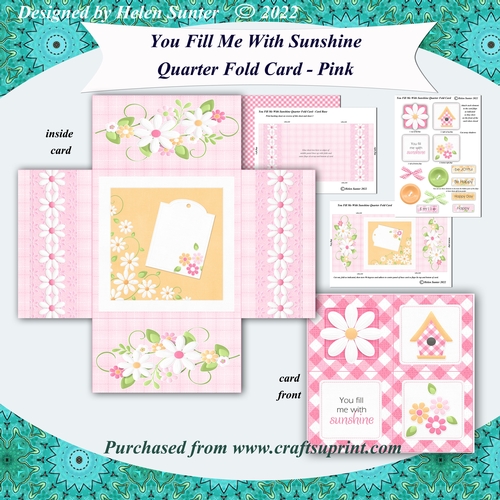 You Fill Me With Sunshine Quarter Fold Card - Pink
