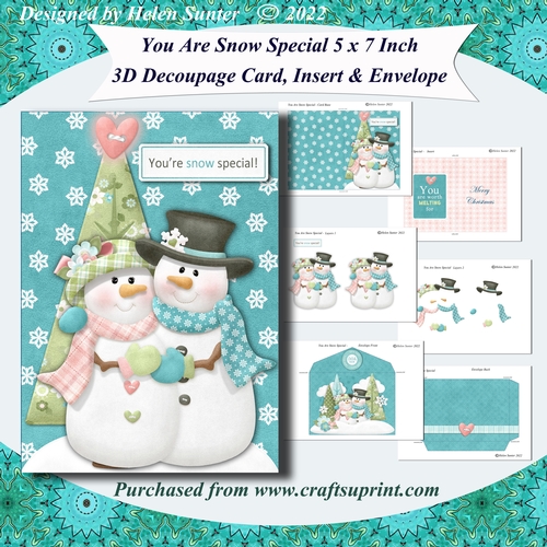 Snow Couple You Are Snow Special Decoupage Card and Envelope