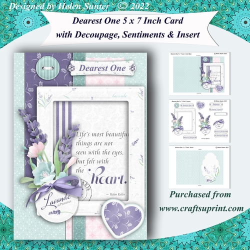 Dearest One 5 x 7 Inch 3D Decoupage Card Extra Sentiments and Insert