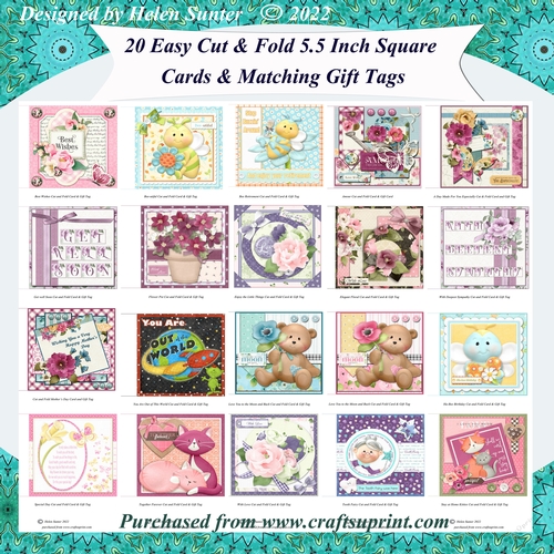 20 Easy Cut and Fold Cards with Matching Gift Tags Bumper Kit Set 1