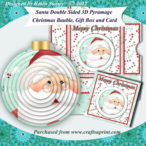 Santa 3D Christmas Bauble Tree Ornament with Gift Box and Card