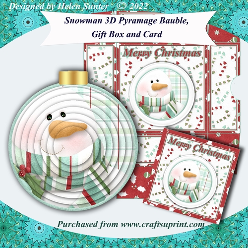 Snowman 3D Christmas Bauble Tree Ornament with Gift Box and Card
