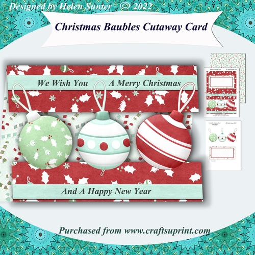 Christmas Baubles Cutaway Card