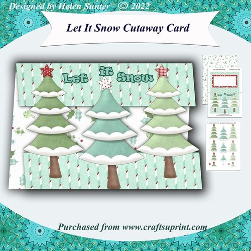 Let It Snow Christmas Trees Cutaway Card
