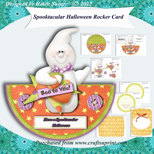 Spooktacular Halloween Rocker Card with Decoupage, Inserts and Envelope