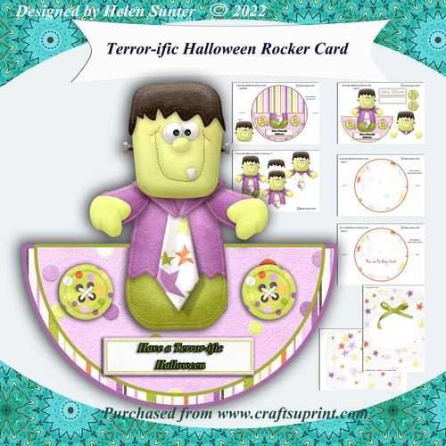 Terror-ific Halloween Rocker Card with Decoupage, Inserts and Envelope
