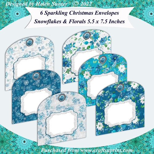 6 Christmas Envelopes 5.5 x 7.5 Inches for 5 x 7 Inch Cards