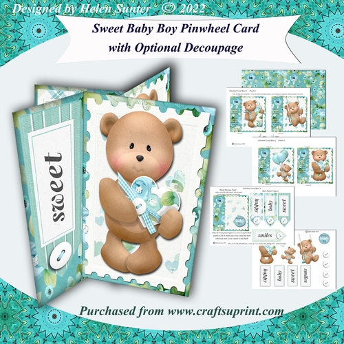 Sweet Baby Boy Pinwheel Card with Decoupage