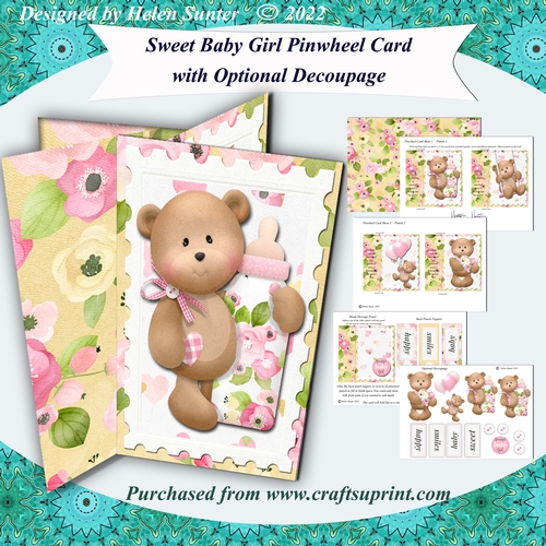 Sweet Baby Girl Pinwheel Card with Decoupage