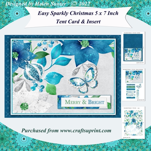 Easy Sparkly Christmas 5 x 7 Inch Tent Card