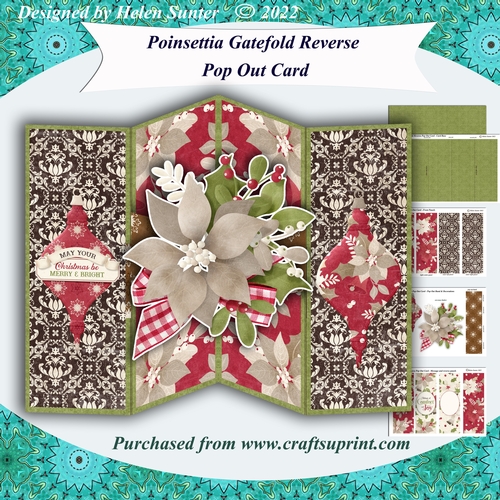 Poinsettia Gatefold Reverse Pop Out Card