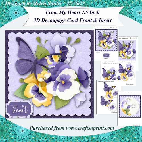 From My Heart 7.5 Inch 3D Decoupage Card Front Topper & Insert