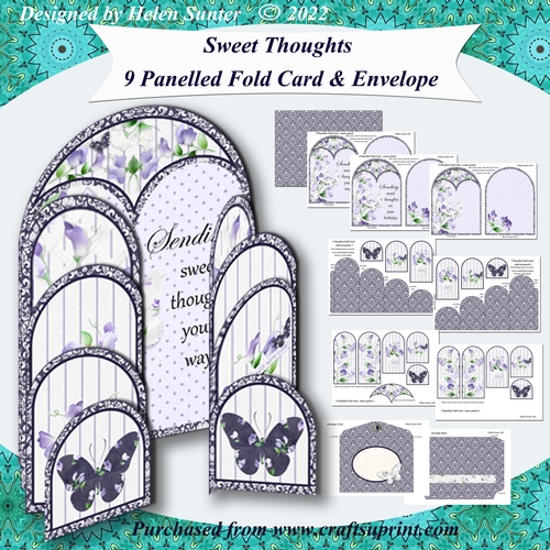 Sweet Thoughts 9 Panelled Fold Card and Envelope