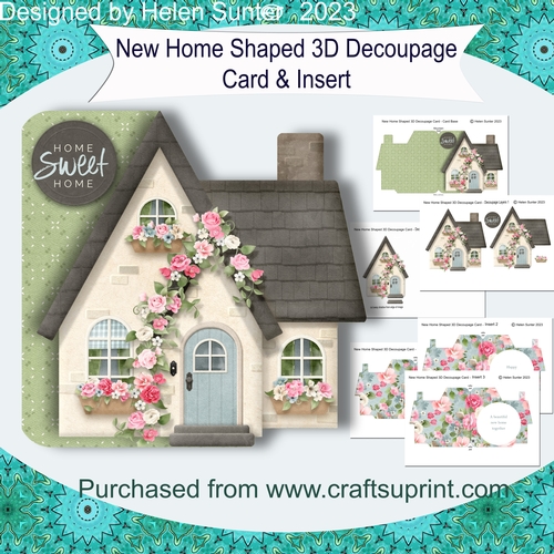New Home Shaped Decoupage Card & Inserts