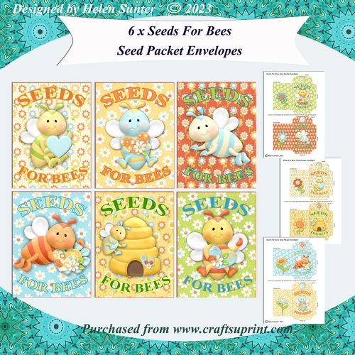 6 Seeds For Bees Seed Packet Envelopes