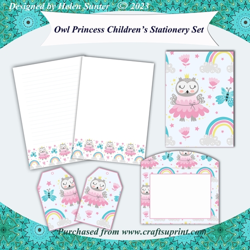 Owl Princess Childrens Stationery Set