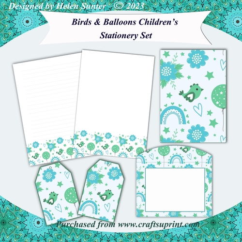 Birds and Balloons Childrens Stationery Set