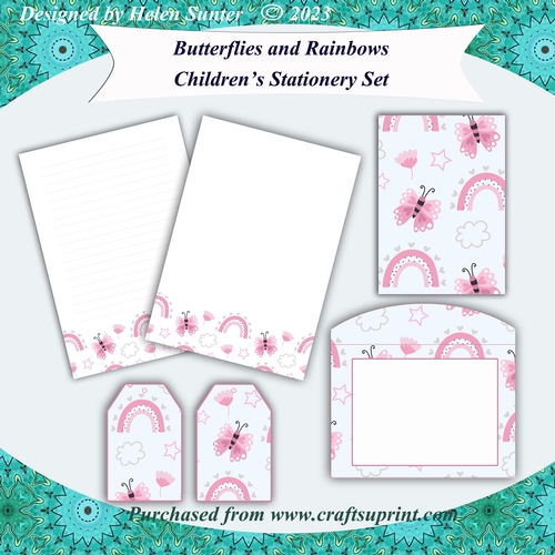 Butterflies and Rainbows Childrens Stationery Set