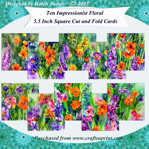 Bumper Set Impressionist Floral Cut and Fold Cards