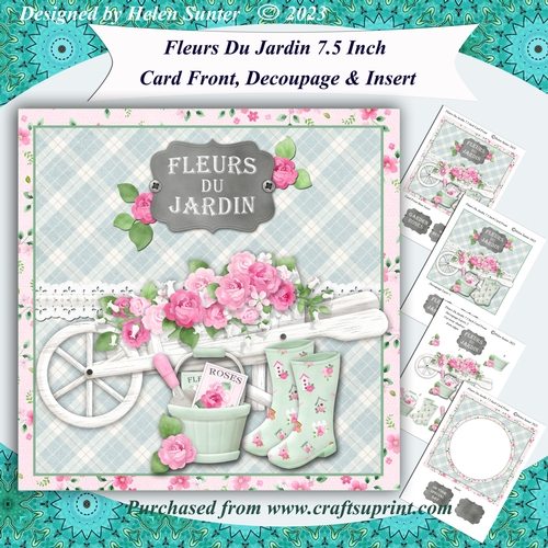 Fleurs Du Jardin 7.5 Inch Card Front with Decoupage & Insert