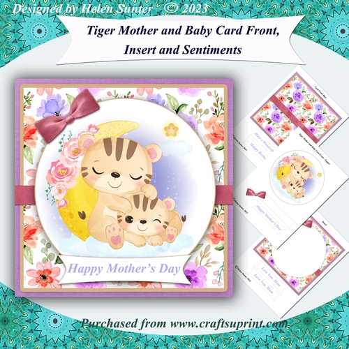 Mother and Baby Tiger Mothers Day and Birthday Card Front and Insert