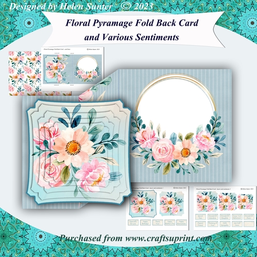 Floral Pyramage Fold Back Card with Various Sentiments