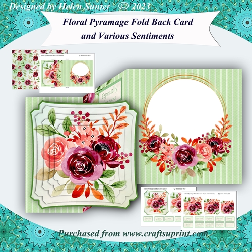 Floral Pyramage Fold Back Card with Various Sentiments 2