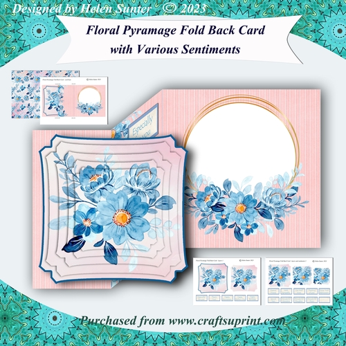 Floral Pyramage Fold Back Card with Various Sentiments 3