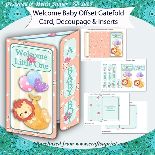New Baby Welcome Offset Gatefold Card - Baby Lion