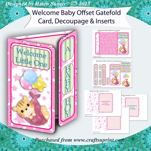 New Baby Welcome Offset Gatefold Card - Baby Tiger