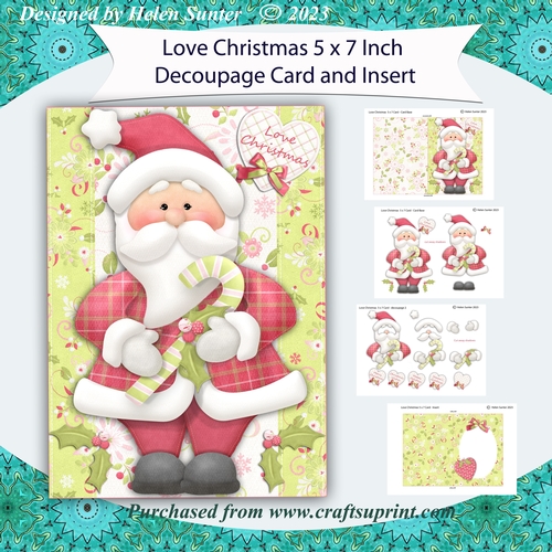 Love Christmas 5 x 7 Inch 3D Decoupage Card