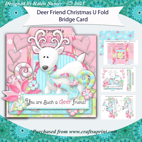 Deer Friend Christmas U Fold Bridge Card