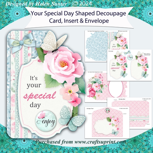 Your Special Day Shaped 3D Decoupage Card with Insert and Envelope