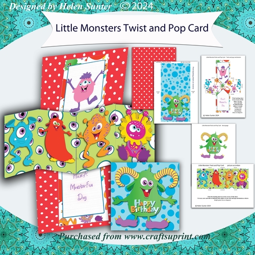 Little Monsters Twist and Pop Birthday Card