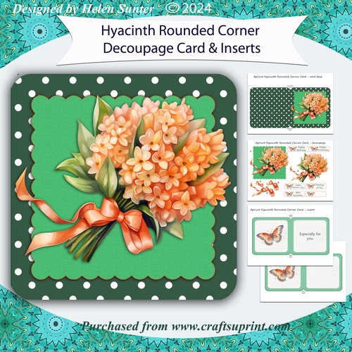 Hyacinth Rounded Corner Decoupage Card with Inserts and Sentiments