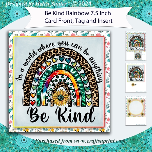 Be Kind Rainbow 7.5 Inch Card Front Mini Kit with Gift Tag and Insert