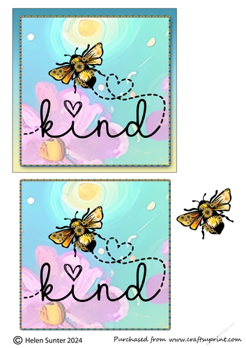 Bee Kind Flying Bee Card Front Card Topper