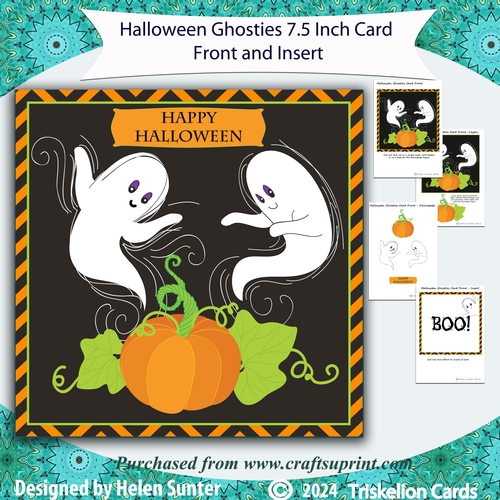 Halloween Ghosts 7.5 Inch Card Front with Decoupage and Insert