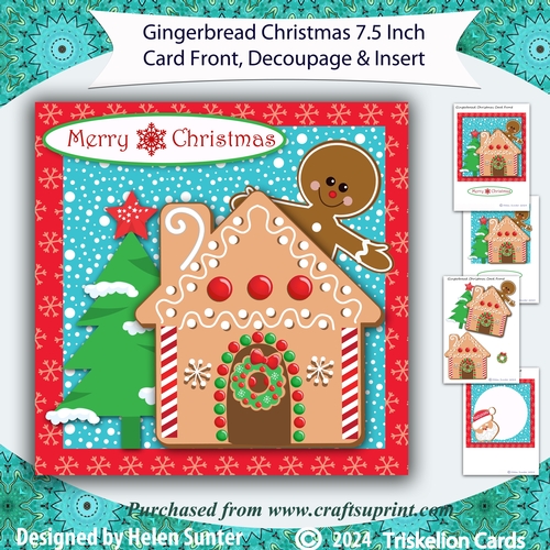 Gingerbread Christmas 7.5 Inch Card Front and Insert