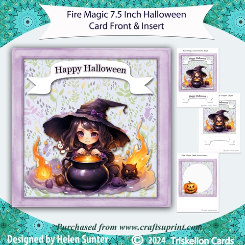 Fire Magic Witch 7.5 Inch Halloween Card Front and Insert