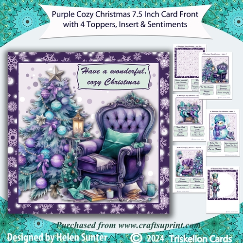 A Wonderful Cozy Christmas Card Front with 4 Toppers and Insert