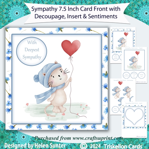 Sympathy 7.5 Inch Card Front with Decoupage and Insert