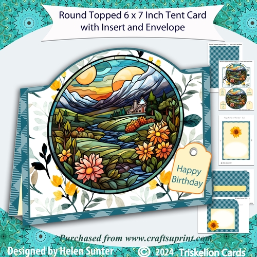 Round Topped Tent Card with Stained Glass Topper