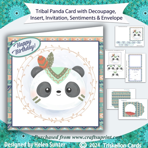 Tribal Panda Card and Party Invite 