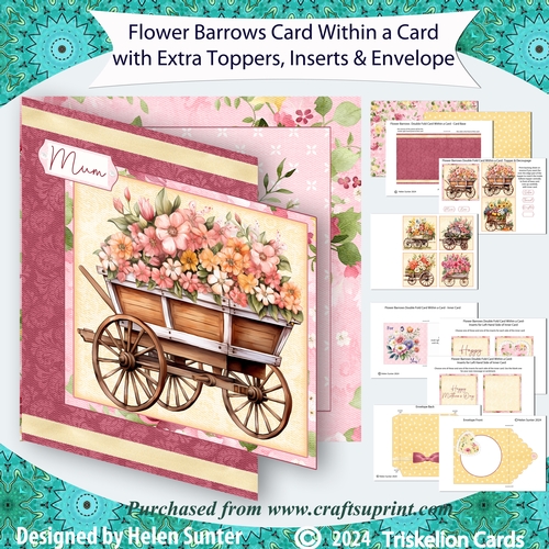 Flower Barrows Card Within A Card with Six Toppers and Envelope